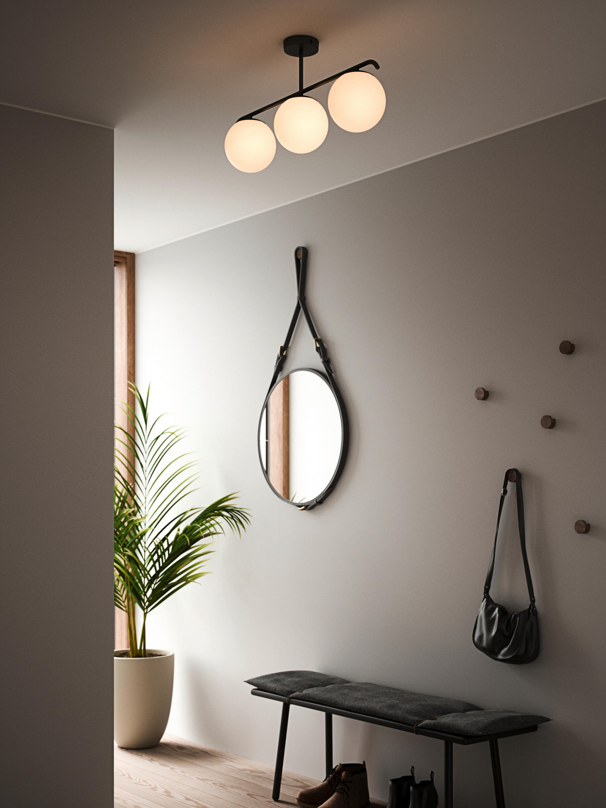 DECKENLEUCHTE     - Schwarz, KONVENTIONELL, Glas/Metall (69/14/29cm) - Nordlux