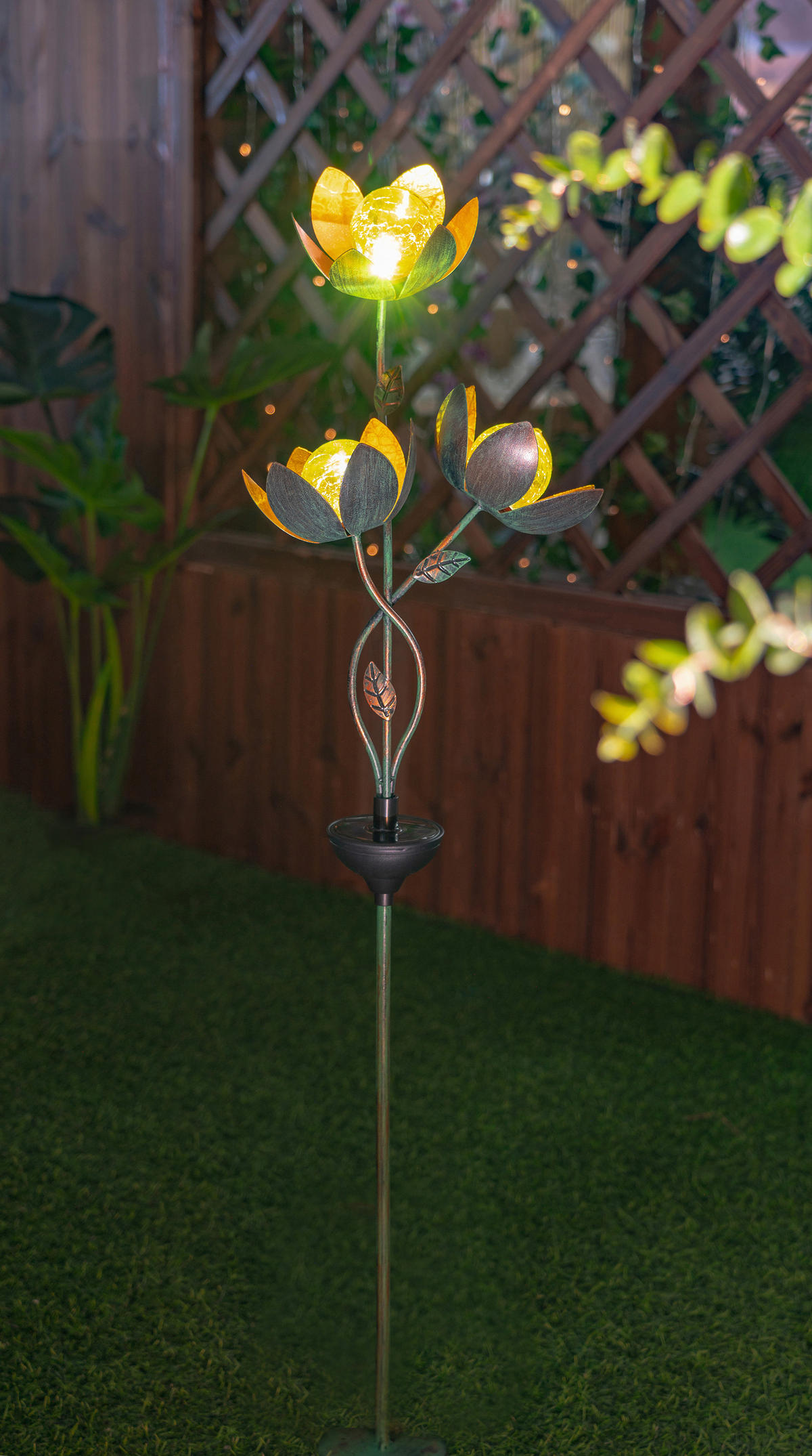 SOLÁRNÍ SVÍTIDLO, 27,5/14,5/113,50 cm - zelená/barvy zlata, Lifestyle, kov/plast (27,5/14,5/113,50cm) - Ambia Garden