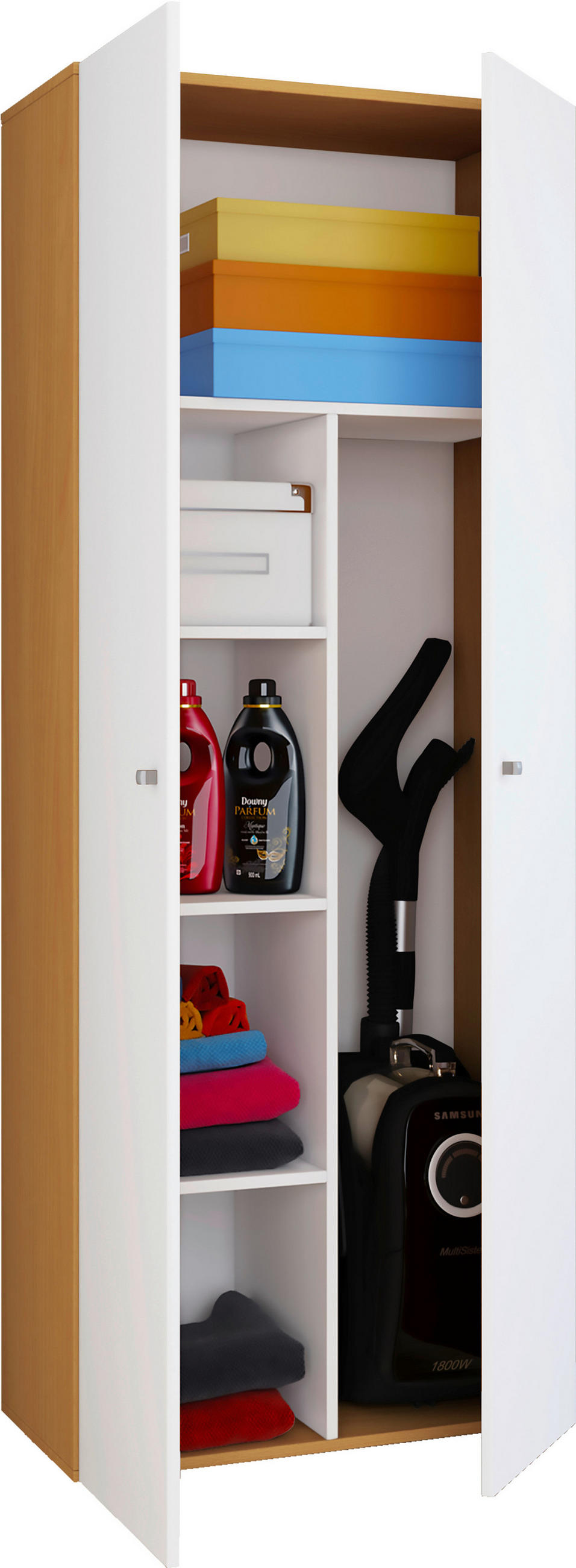 MEHRZWECKSCHRANK 70/178/39 cm - Weiss/Silberfarben, Design, Holzwerkstoff/Kunststoff (70/178/39cm) - MID.YOU