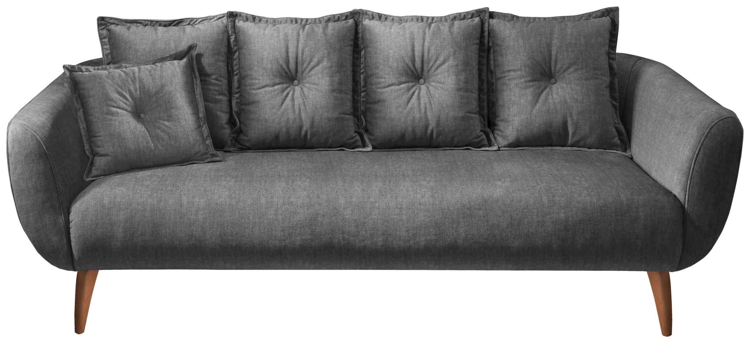 3-SITZER-SOFA Velours Grau  - Buchefarben/Grau, Modern, Holz/Textil (236/94/103cm) - Livetastic
