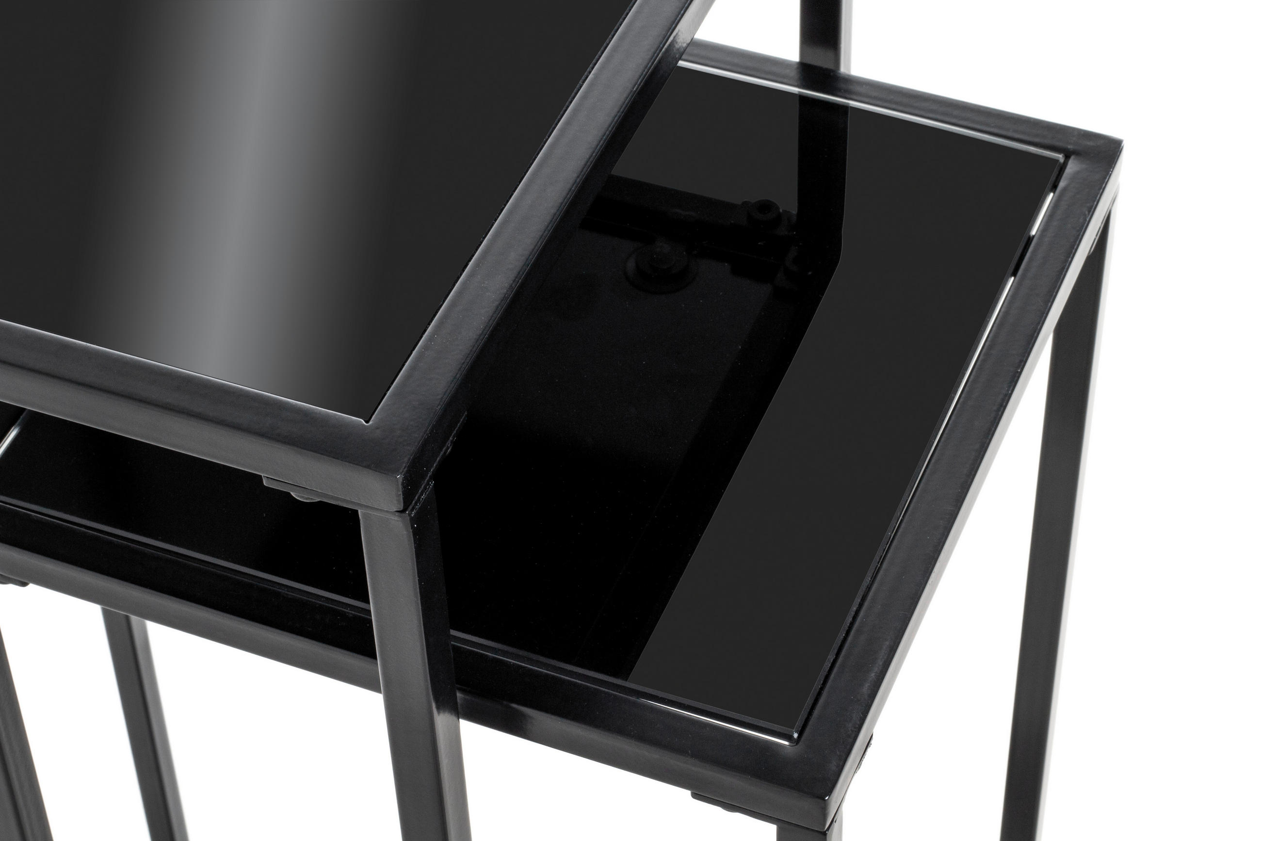BLUMENTISCHSET Metall, Glas - Schwarz, Design, Glas/Metall (25-30/25-30/60-70cm)