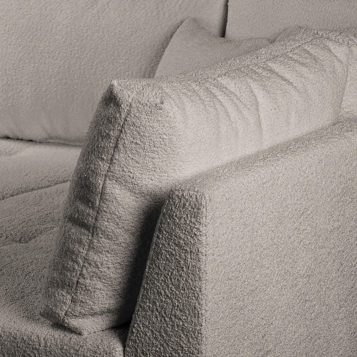 ECKSOFA inkl. Hocker Ariella in Bouclé Grau  231/161 cm  - Naturfarben/Grau, Design, Holz/Textil (231/161cm) - Livetastic