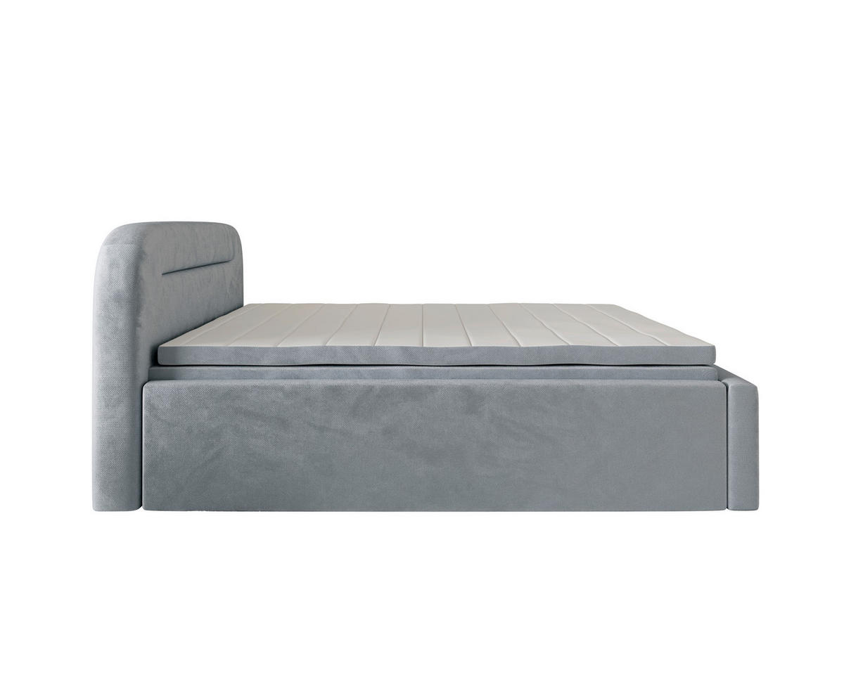 BOXBETT 180/200 cm,  in Grau, Bettkasten, Topper, H2 = mittel  - Grau, MODERN, Textil (180/200cm) - MID.YOU