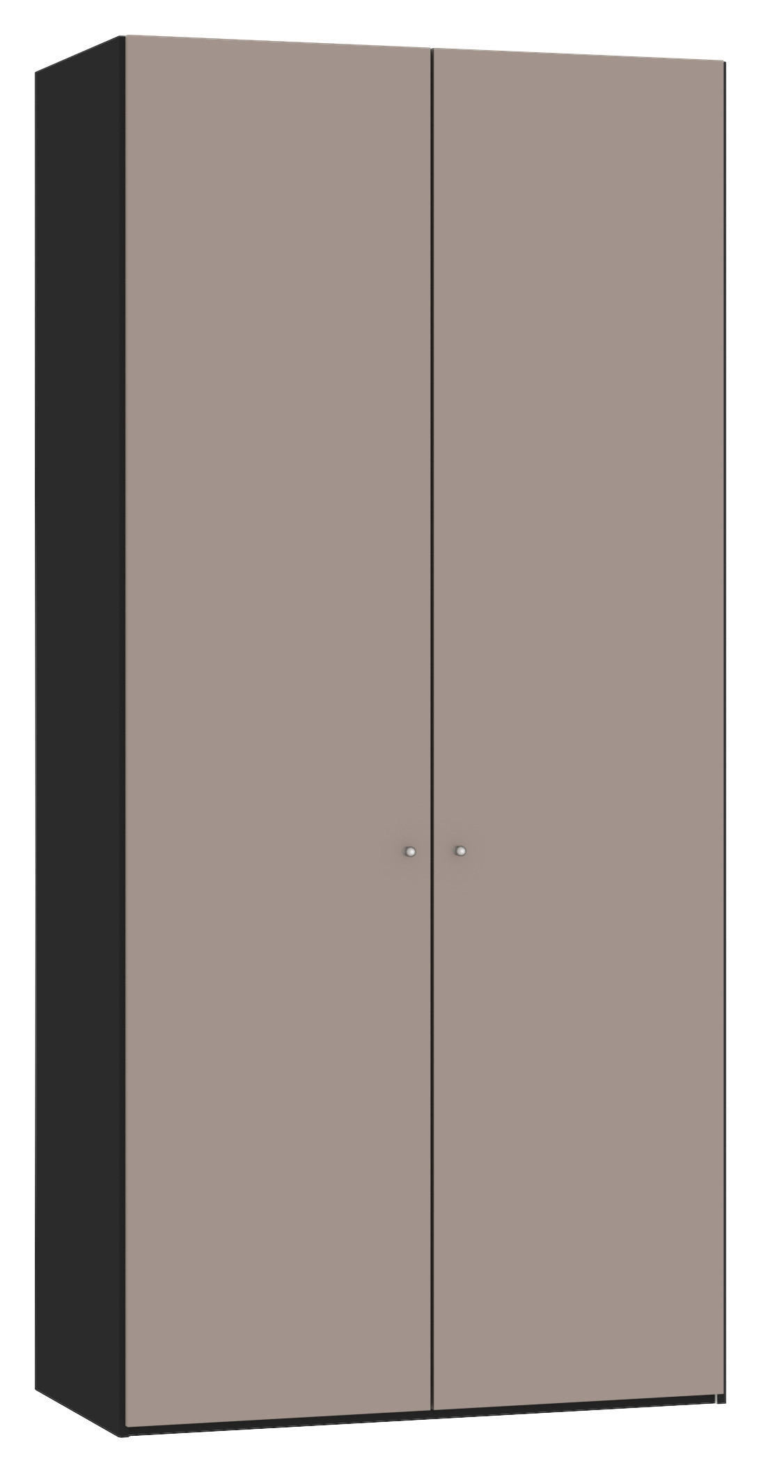 DREHTÜRENSCHRANK 102/220/40 cm 2-türig Schwarz, Hellbraun  - Hellbraun/Silberfarben, Design, Holzwerkstoff/Metall (102/220/40cm) - Jutzler