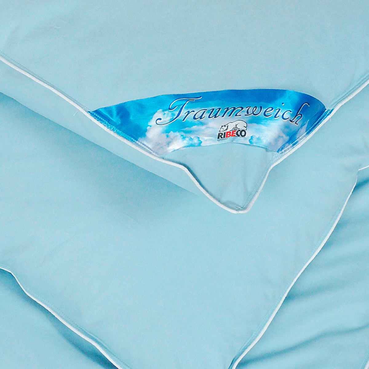 BETTDECKE - Weiß/Hellblau, Basics, Textil (155/220cm) - RIBECO
