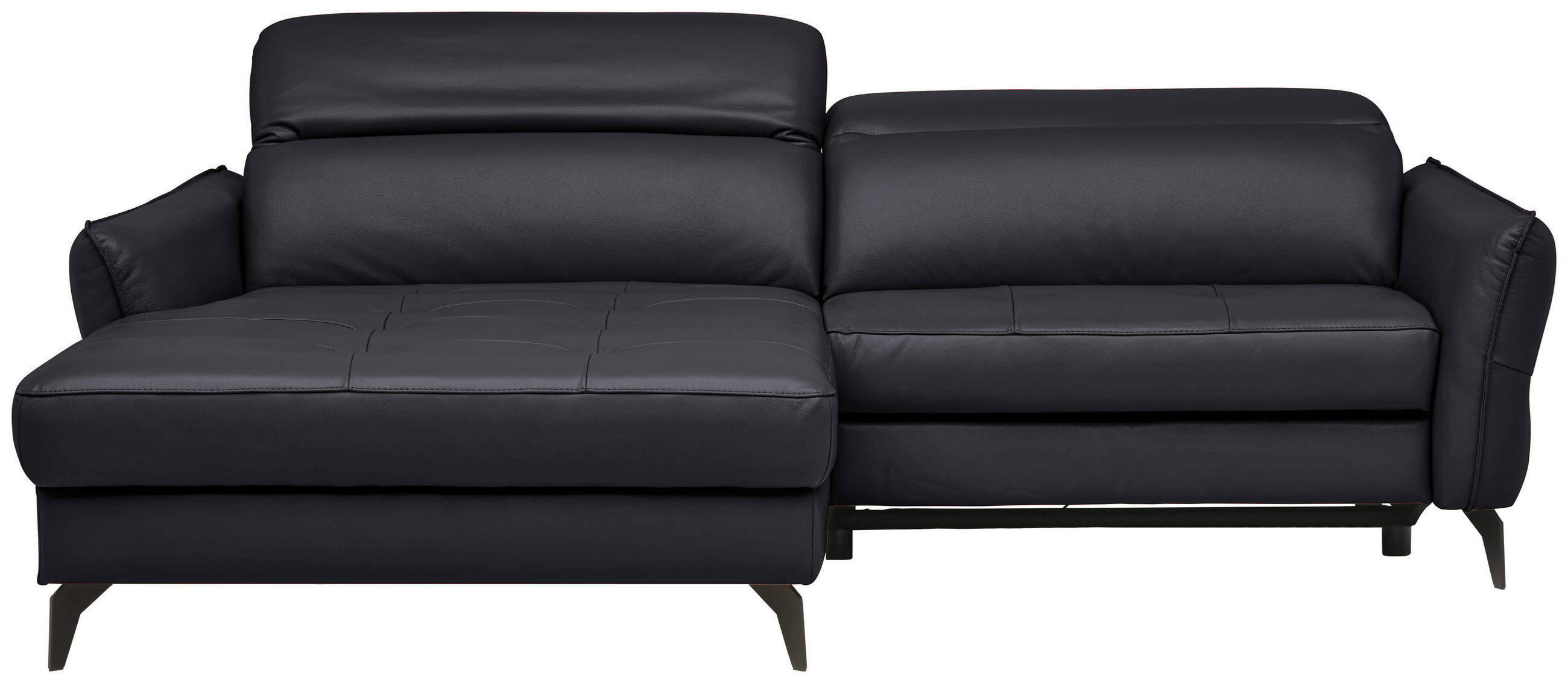 ECKSOFA inkl. Funktion Schwarz Echtleder  - Schwarz, Design, Leder/Metall (175/246cm) - Celina Home