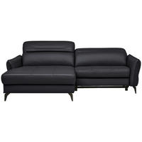 ECKSOFA inkl. Funktion Schwarz Echtleder  - Schwarz, Design, Leder/Metall (175/246cm) - Celina Home