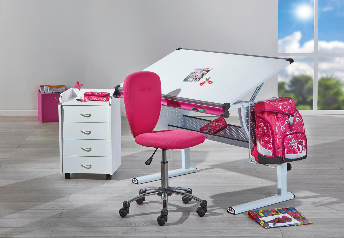 JUGENDSCHREIBTISCH 118/73/63 cm  in Grün, Weiss, Pink  - Weiss/Pink, Modern, Holzwerkstoff/Metall (118/73/63cm) - MID.YOU