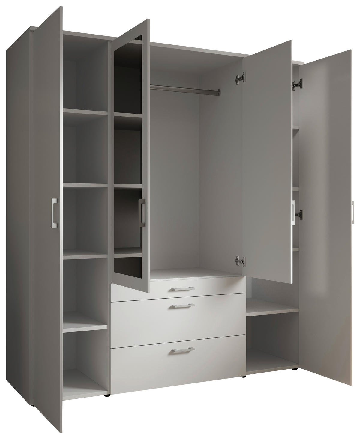 DREHTÜRENSCHRANK in Weiss  - Weiss/Alufarben, Modern, Glas/Holzwerkstoff (180/195/56cm) - Livetastic