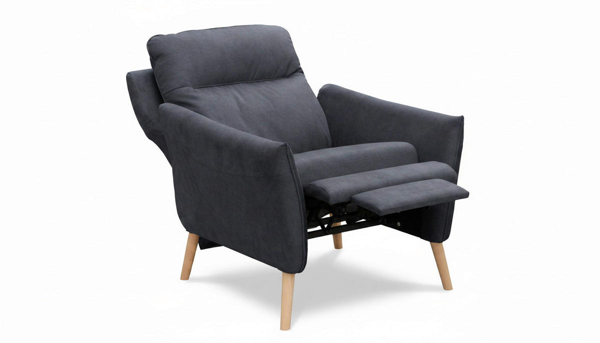 RELAXSESSEL in Textil Blau  - Blau/Buchefarben, Design, Holz/Textil (88/110/92cm) - Livetastic