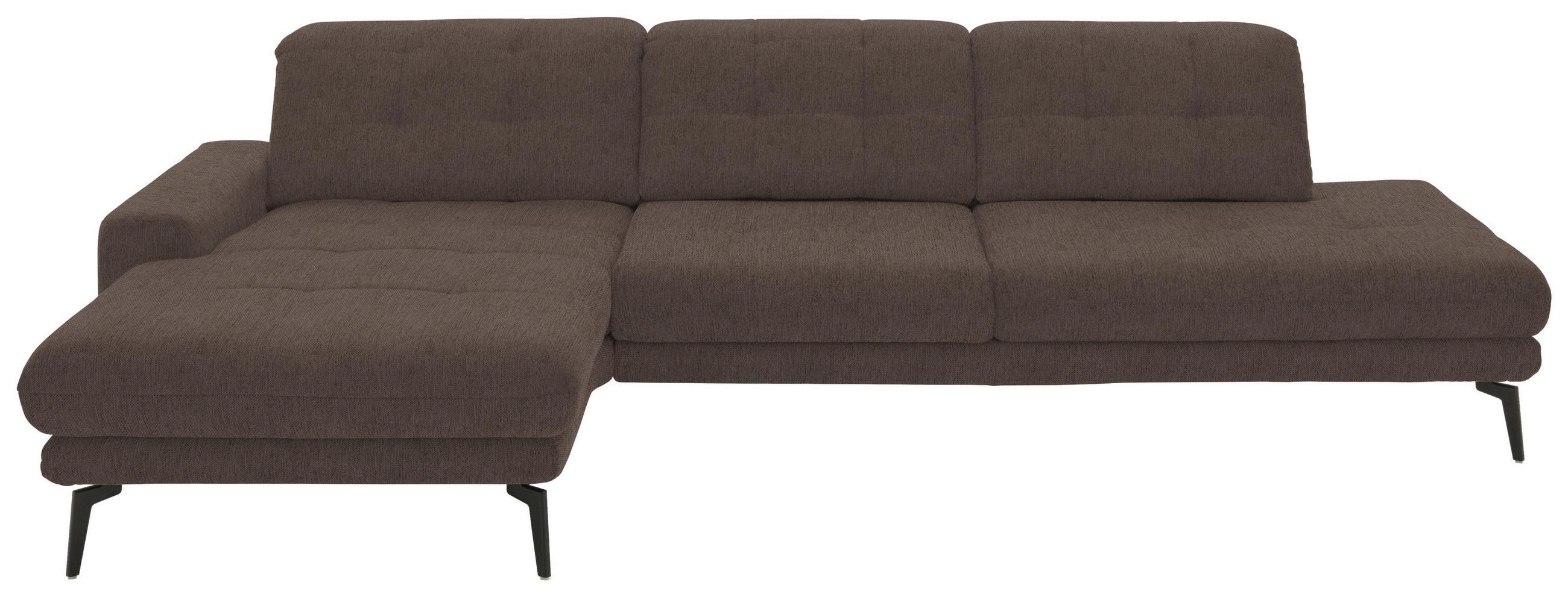 ECKSOFA in Flachgewebe Braun  - Schwarz/Braun, Design, Textil/Metall (190/309cm) - Beldomo Style