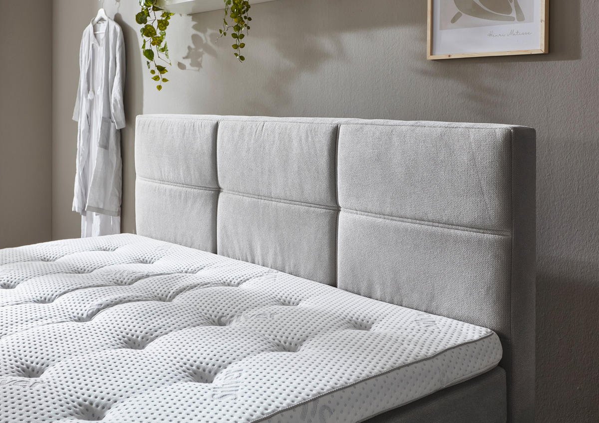 BOXSPRINGBETT 180/200 cm  in Hellgrau  - Eichefarben/Hellgrau, Konventionell, Holz/Textil (180/200cm) - Carryhome