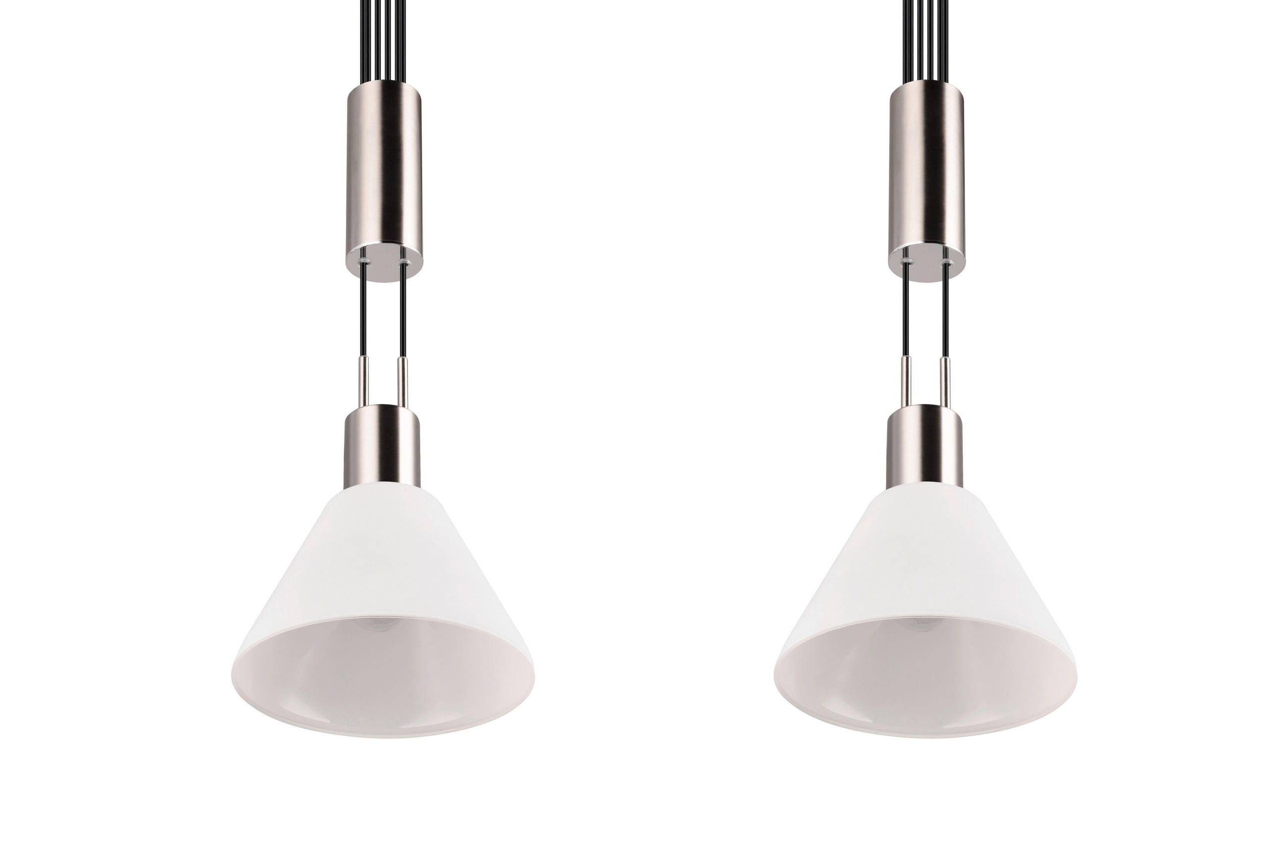 HÄNGELEUCHTE 19/55/160 cm    - Weiss/Nickelfarben, Konventionell, Glas/Metall (19/55/160cm) - Trio Leuchten