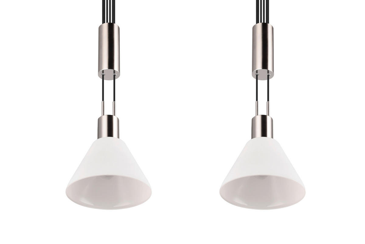 HÄNGLAMPA Stanley 19/55/160 cm  - vit/nickelfärgad, Klassisk, metall/glas (19/55/160cm) - Trio Leuchten