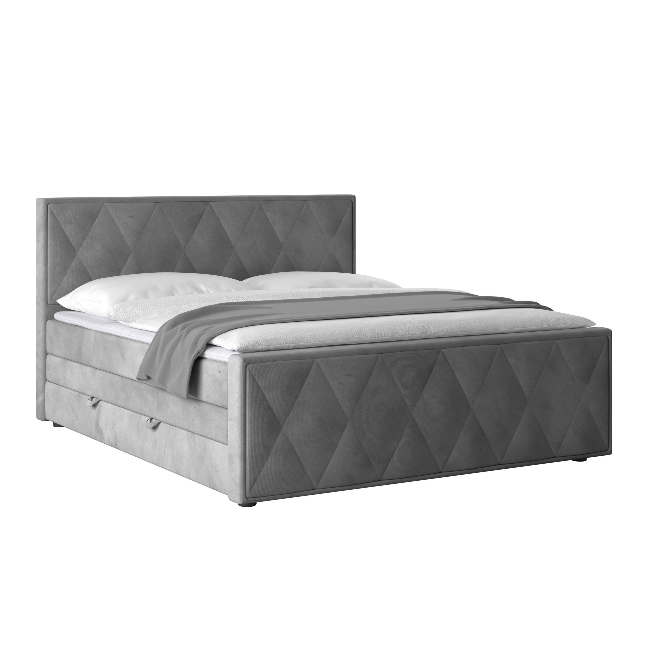 BOXSPRINGOVÁ POSTEĽ, 180/200 cm, svetlosivá - čierna/svetlosivá, Modern, kartón/kov (180/200cm) - MID.YOU