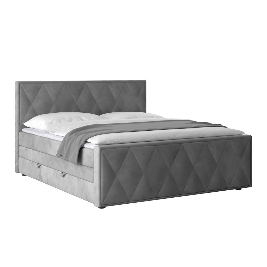 Thumbnail - Mid.you Boxspringbett, Hellgrau, Textil, teilmassiv, Hartholz,teilmassiv, Hartholz, H2, Höhe ca. 20 cm, 180x200 cm, Bett...
