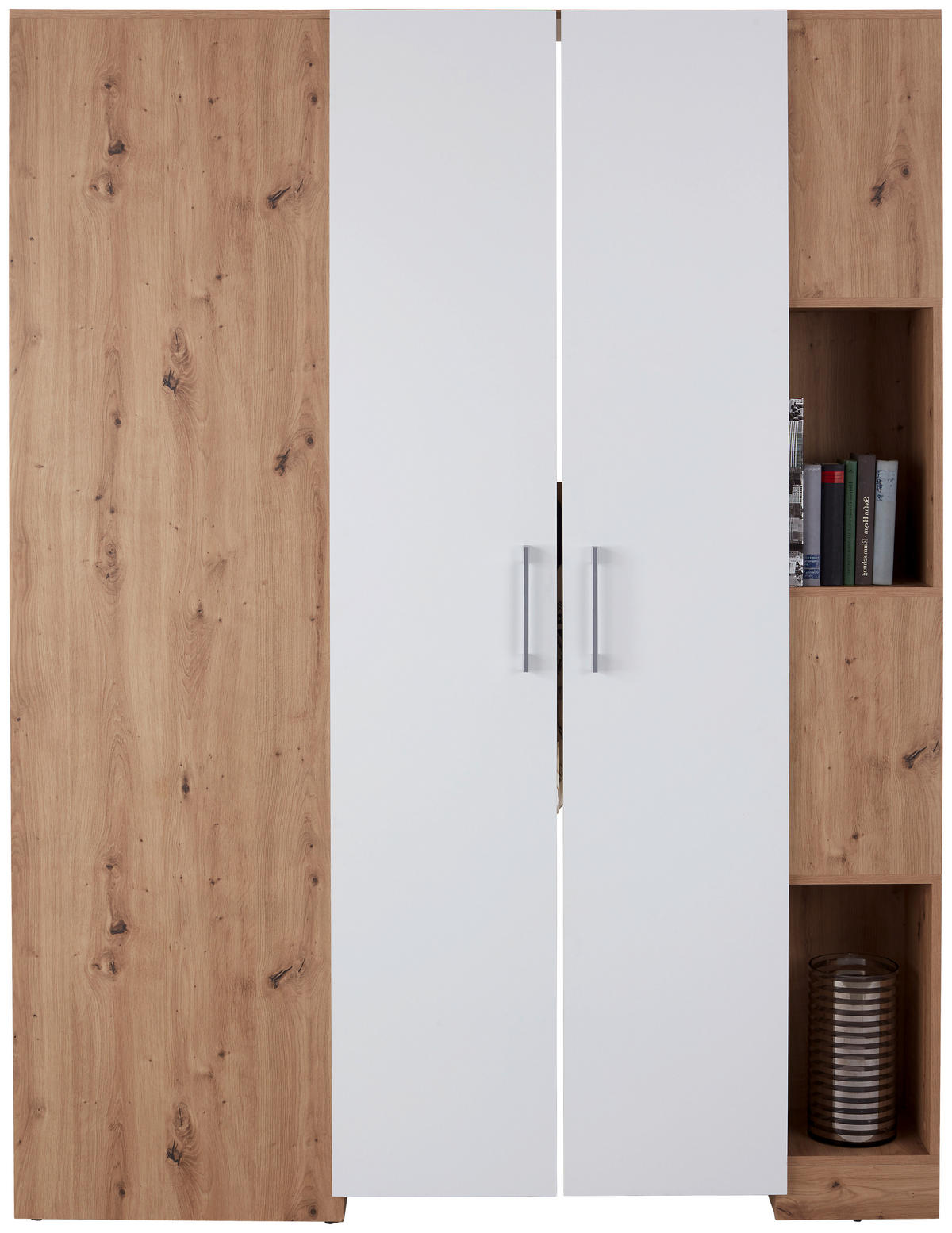 ECKSCHRANK 150/205/120 cm Weiß, Eiche Artisan  - Alufarben/Weiß, MODERN, Holzwerkstoff (150/205/120cm) - Ondega