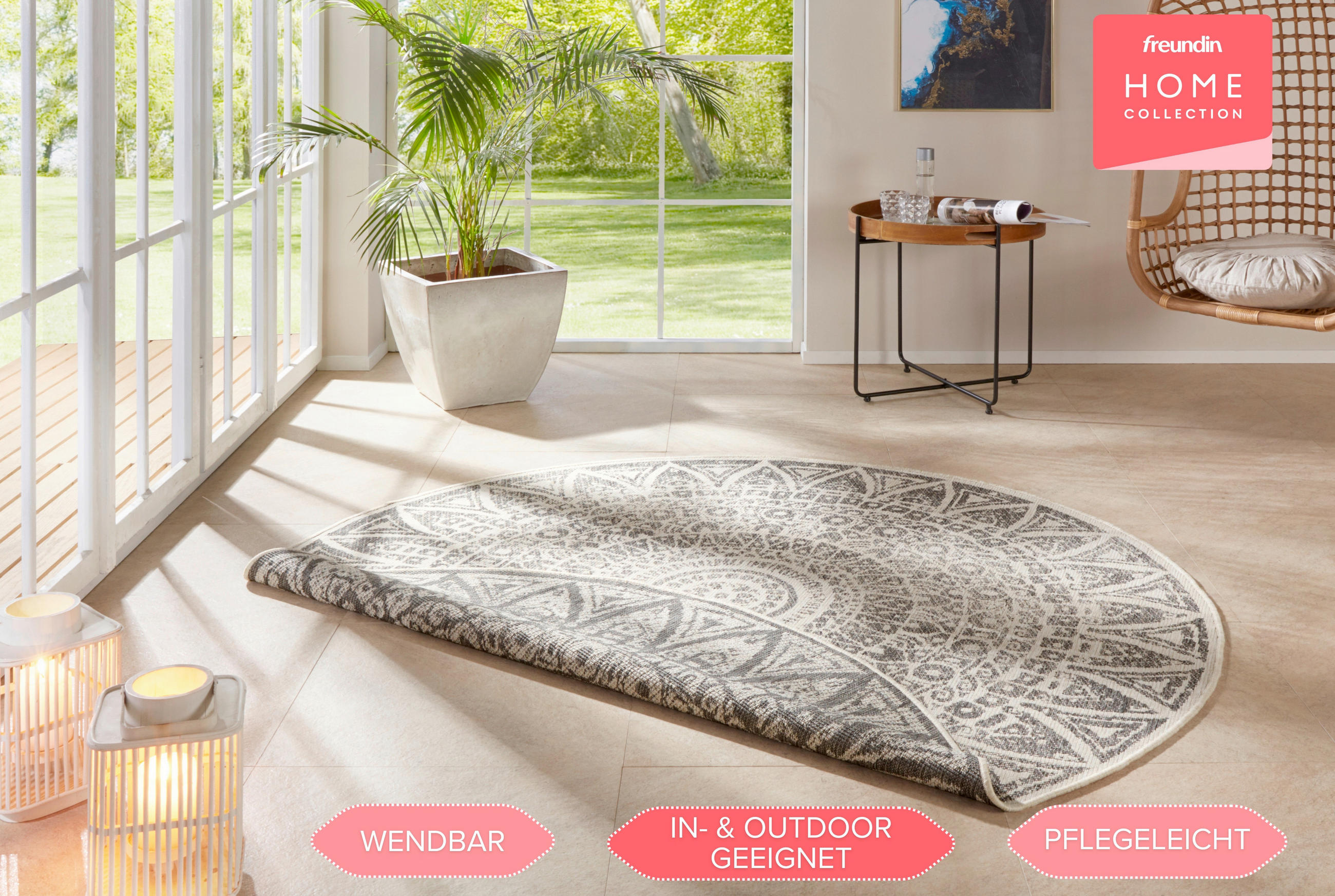 FLACHWEBETEPPICH 200 cm Nora Creme, Grau  - Creme/Grau, Design, Kunststoff (200cm)