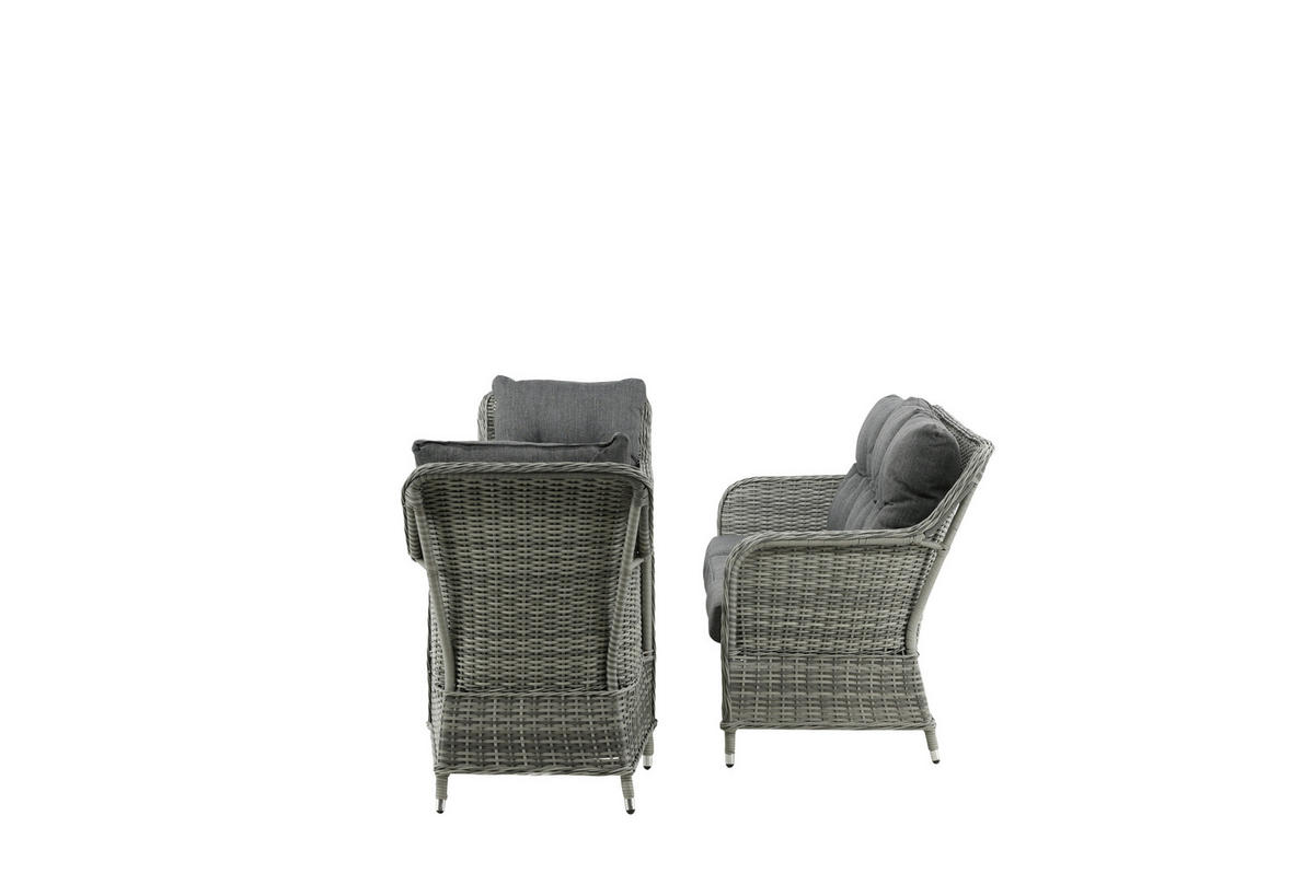 LOUNGEGARNITUR   Rattan  - Grau, KONVENTIONELL, Holz - Gardenson