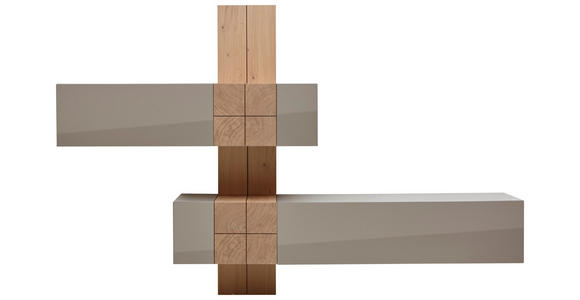 WOHNWAND 286/190/42 cm  in Taupe, Eichefarben  - Taupe/Eichefarben, Design, Holz/Holzwerkstoff (286/190/42cm) - Ambiente