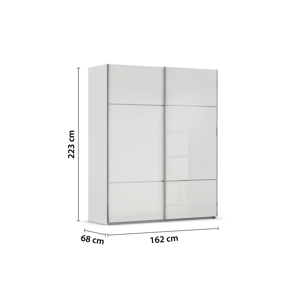 SCHWEBETÜRENSCHRANK in Grau, Weiss  - Chromfarben/Weiss, Konventionell, Glas/Holzwerkstoff (162/223/68cm) - Novel