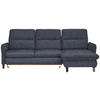 ECKSOFA Dunkelblau Plüsch  - Schwarz/Dunkelblau, KONVENTIONELL, Textil/Metall (254/190cm) - Livetastic