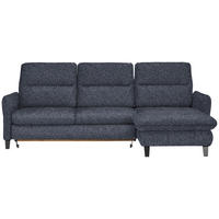 ECKSOFA Dunkelblau Plüsch  - Schwarz/Dunkelblau, KONVENTIONELL, Textil/Metall (254/190cm) - Livetastic