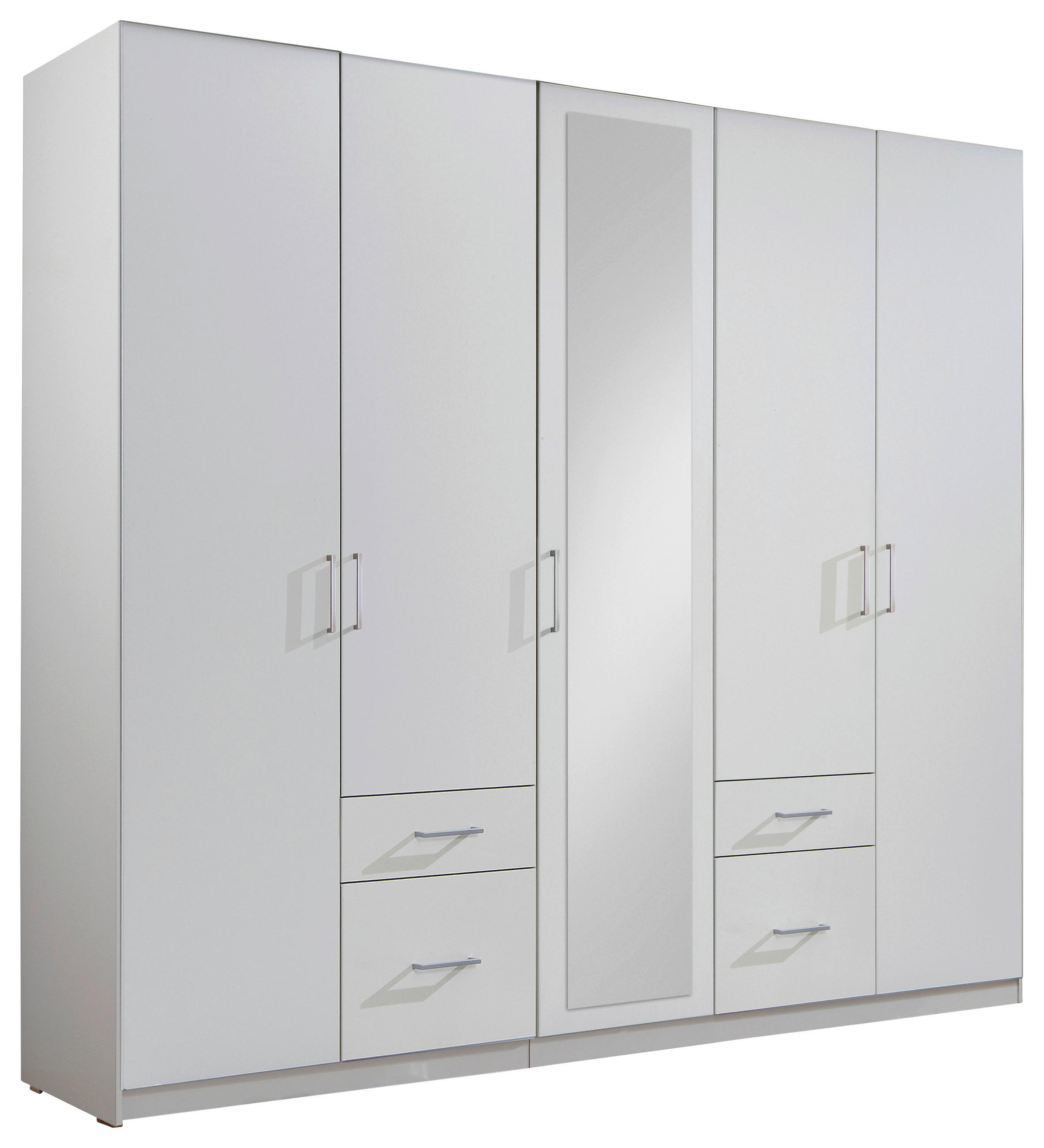 OMARA ZA OBLAČILA, bela  - srebrne barve/bela, Design, umetna masa/steklo (225/210/58cm) - Carryhome