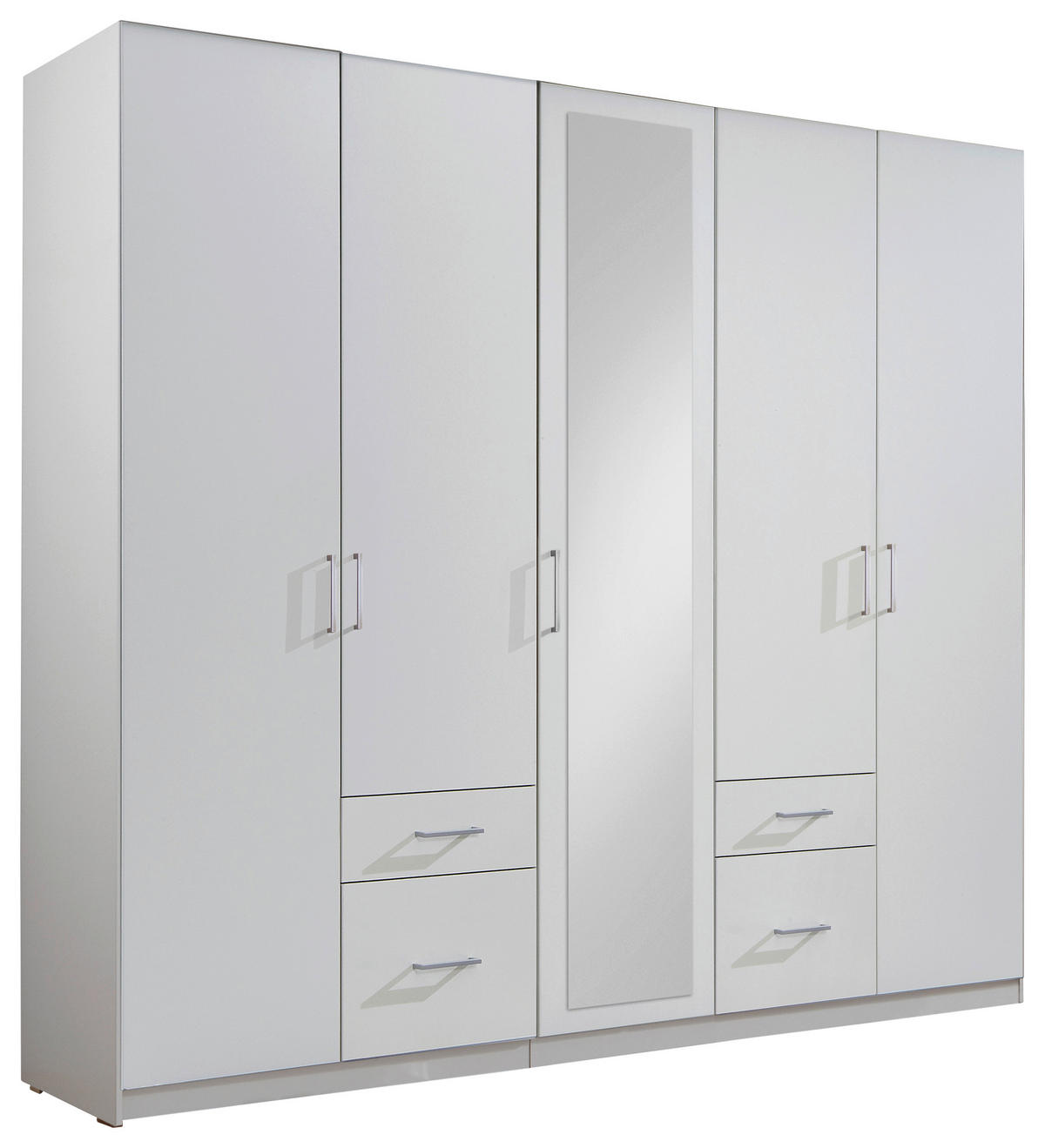 OMARA ZA OBLAČILA, bela  - srebrne barve/bela, Design, umetna masa/steklo (225/210/58cm) - Carryhome