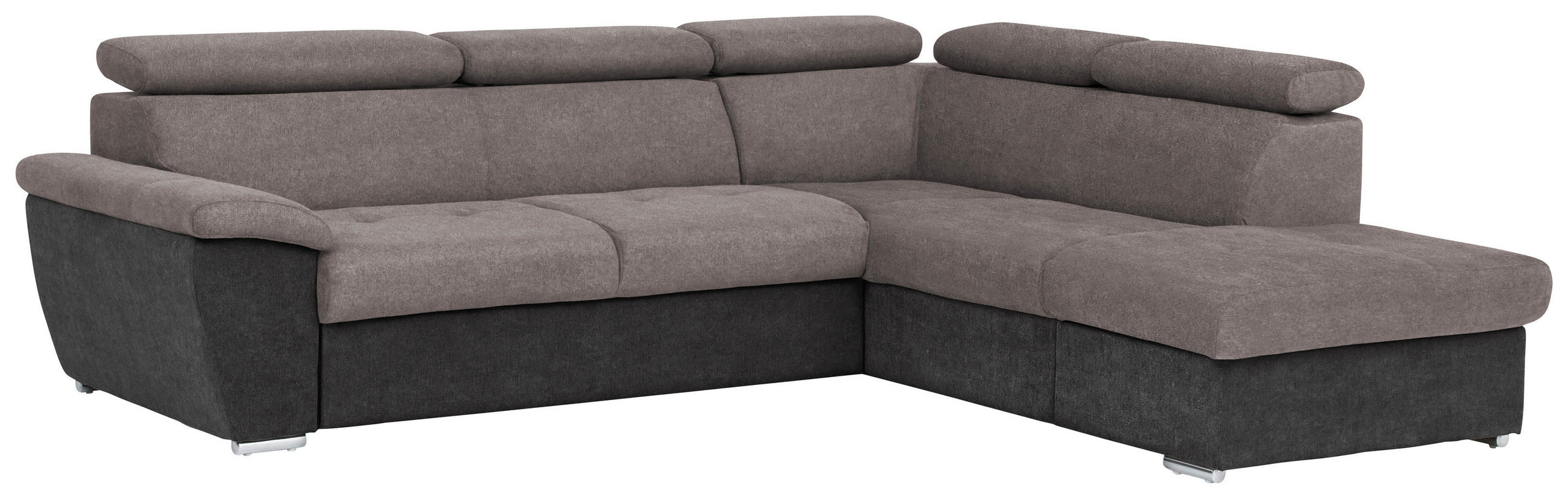 ECKSOFA Grau, Schwarz Mikrofaser  - Chromfarben/Schwarz, Design, Textil/Metall (262/216cm) - Livetastic