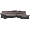 ECKSOFA in Mikrofaser Grau, Schwarz  - Chromfarben/Schwarz, Design, Textil/Metall (262/216cm) - Livetastic