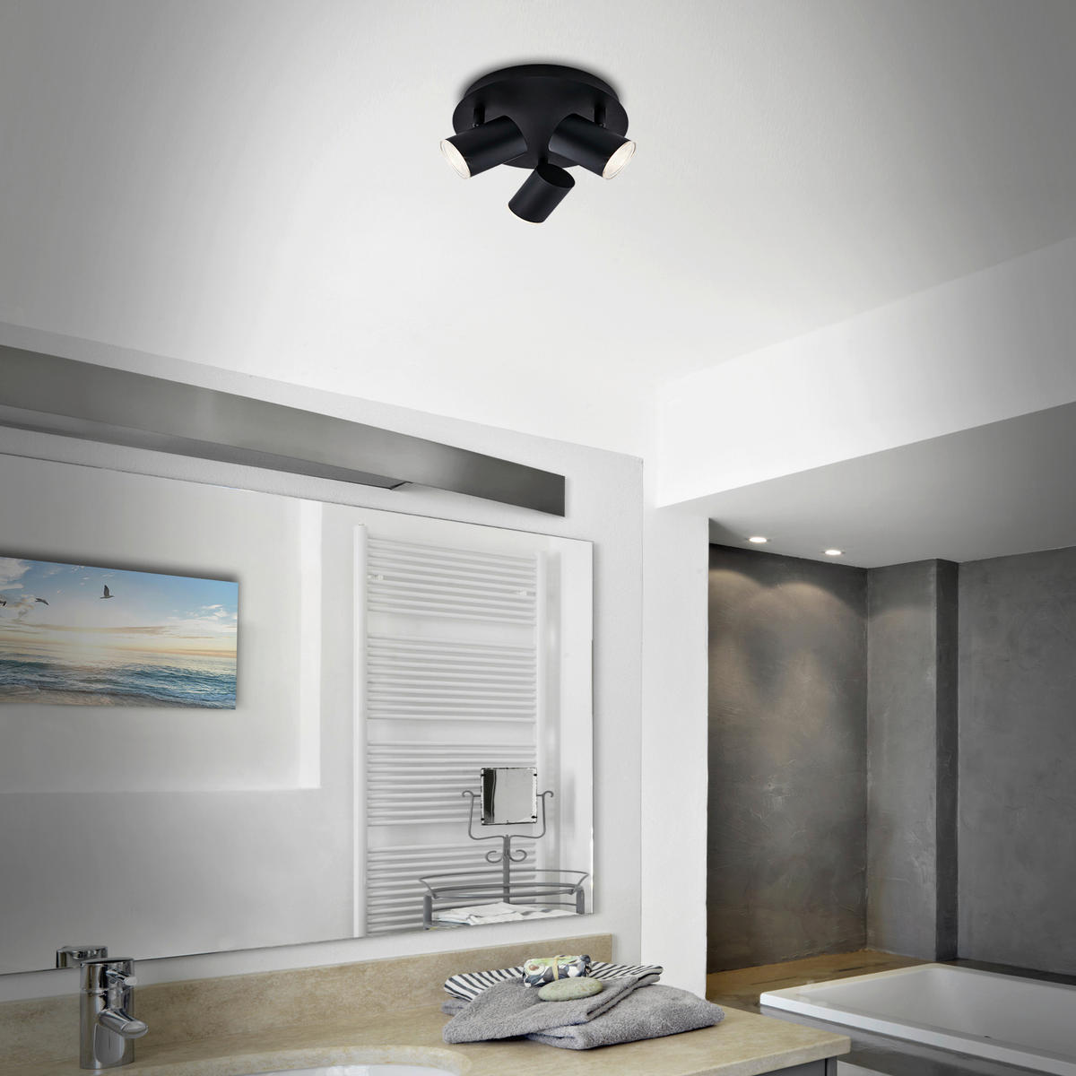 BADEZIMMER-DECKENLEUCHTE 21/11,2 cm   - Schwarz, Design, Kunststoff/Metall (21/11,2cm) - Briloner