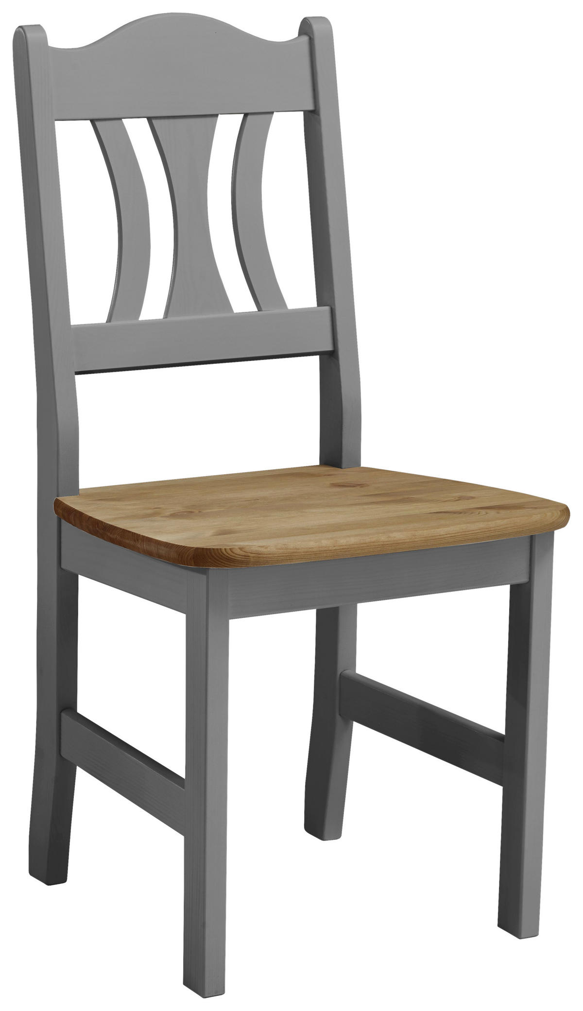 STUHL Grau, Laugenfarbig Kiefer massiv  - Laugenfarbig/Grau, ROMANTIK / LANDHAUS, Holz (44/92/45cm) - Boxxx