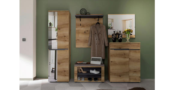 GARDEROBENBANK  in 80/48/38 cm  - Eichefarben/Graubraun, KONVENTIONELL, Kunststoff/Textil (80/48/38cm) - Xora