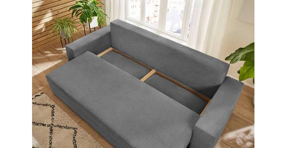 SCHLAFSOFA Cord Dunkelgrau Rückenkissen, Bettkasten, Schlaffunktion, Rücken echt, Liegefläche im Originalstoff  - Dunkelgrau/Schwarz, KONVENTIONELL, Kunststoff/Textil (240/72/95cm) - Carryhome