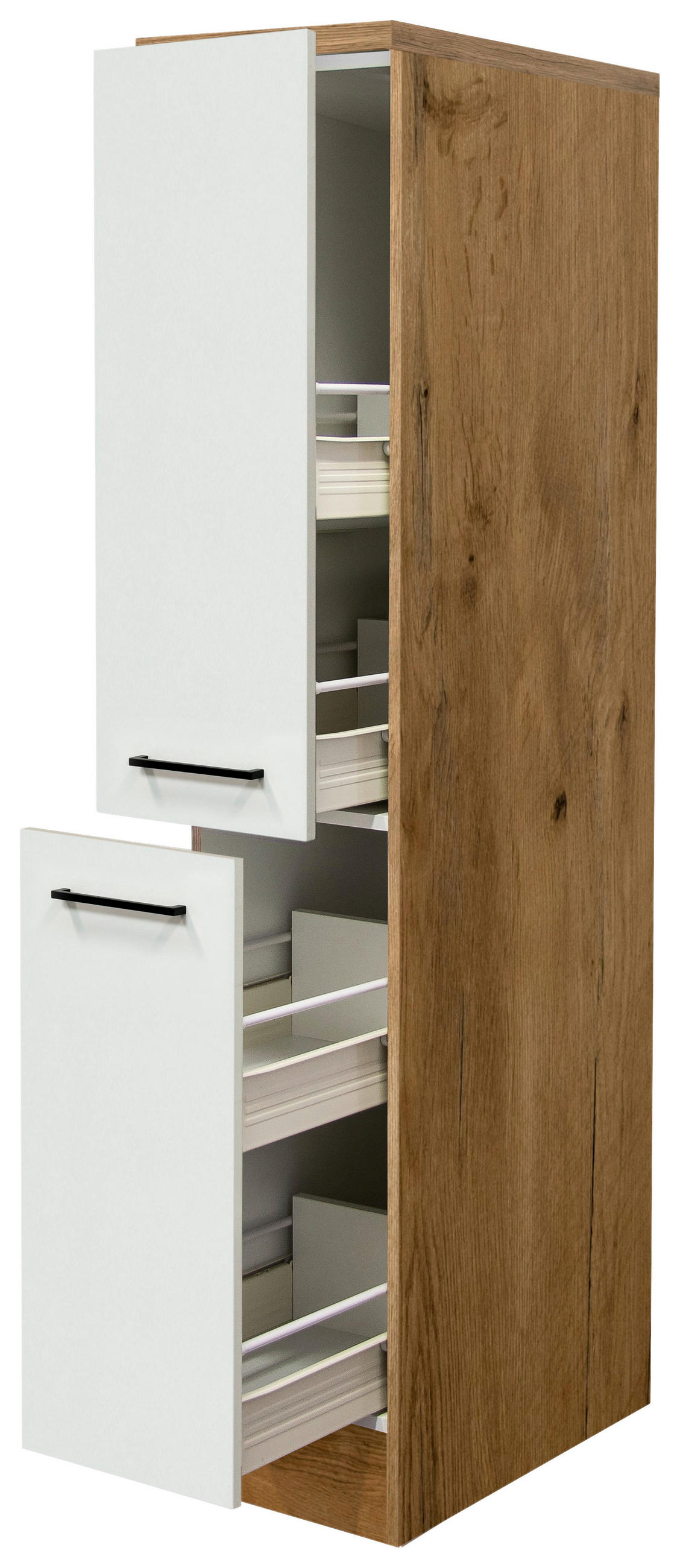 APOTHEKERSCHRANK 30/160,6/60 cm  in Eichefarben, Magnolie  - Eichefarben/Magnolie, KONVENTIONELL, Holzwerkstoff/Metall (30/160,6/60cm) - FlexWell