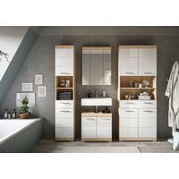 BADEZIMMER 4-teilig  in 165 cm  - Weiß Hochglanz/Silberfarben, MODERN, Glas/Holzwerkstoff (165cm) - MID.YOU