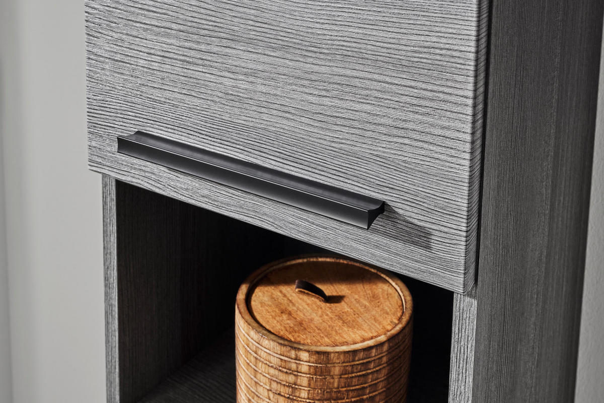 HOCHSCHRANK 34/190/30 cm  - Silberfarben/Schwarz, Modern, Holzwerkstoff/Kunststoff (34/190/30cm) - MID.YOU