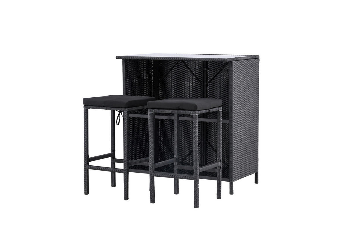 TRÄDGÅRDSBAR SET 5 delar    - svart, Modern, metall/textil (100/60/105cm) - Gardenson