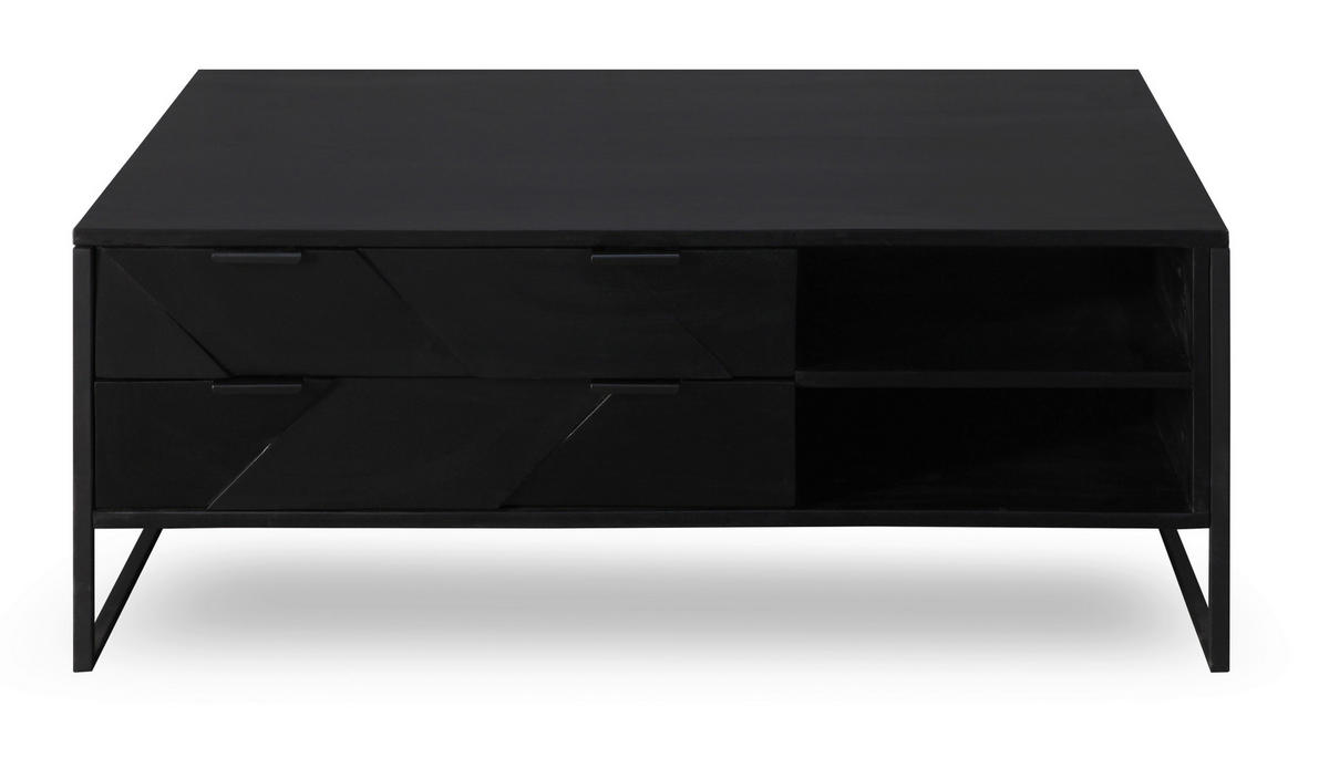 COUCHTISCH Akazie Hartholz 118/70/45 cm rechteckig Schwarz  - Schwarz/Akaziefarben, Trend, Holz/Metall (118/70/45cm) - Ambia Home