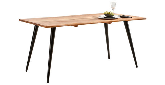 ESSTISCH 160/90/76 cm Echtholz  Holz, Metall rechteckig Schwarz, Akaziefarben  - Schwarz/Akaziefarben, Natur, Holz/Metall (160/90/76cm) - Carryhome