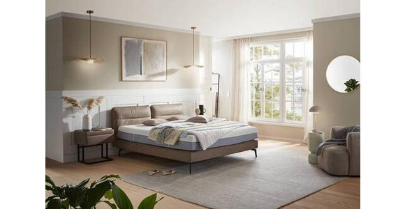BOXSPRINGBETT 180/200 cm in Hellbraun - Hellbraun/Schwarz, Design, Textil/Metall (180/200cm) - Johann Jakob