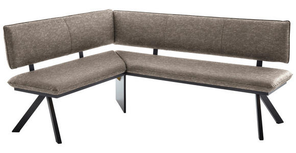 ECKBANK 140/180 cm in Schwarz, Hellbraun - Hellbraun/Schwarz, MODERN, Textil/Metall (140/180cm) - Cantus