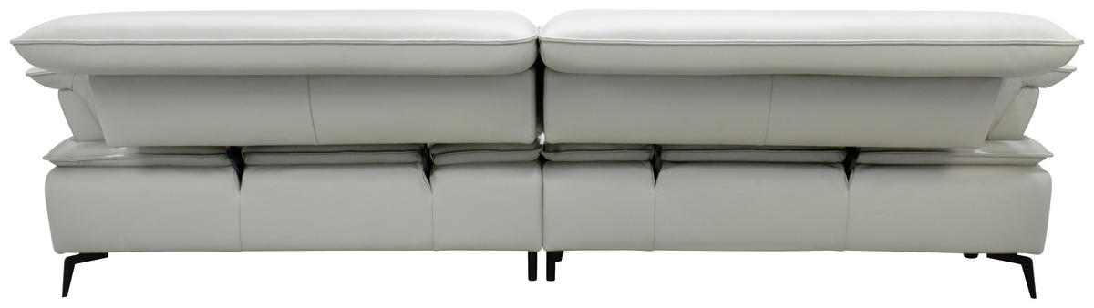 ECKSOFA Hellgrau Echtleder Rückenkissen, Armlehnenkissen, Rücken echt, Kopfteilverstellung, Sitztiefenverstellung, Fußteilverstellung  - Hellgrau/Schwarz, Design, Leder/Metall (280/75-100/112-176cm) - Celina Home