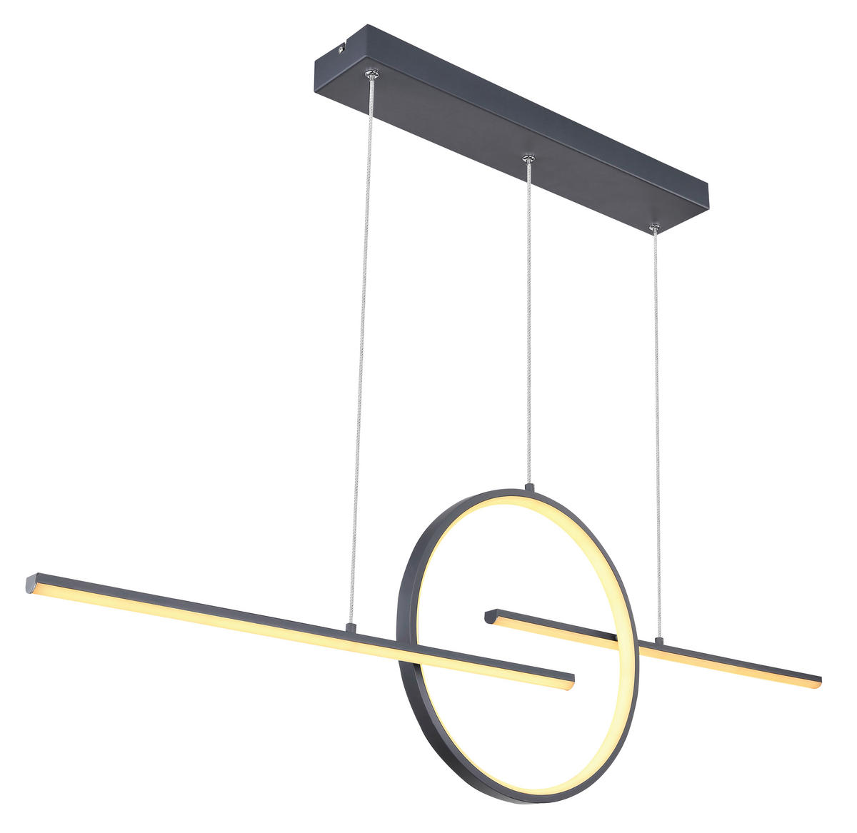 LED-HÄNGELEUCHTE 124/10,5/150 cm   - Opal/Graphitfarben, Design, Kunststoff/Metall (124/10,5/150cm) - Globo