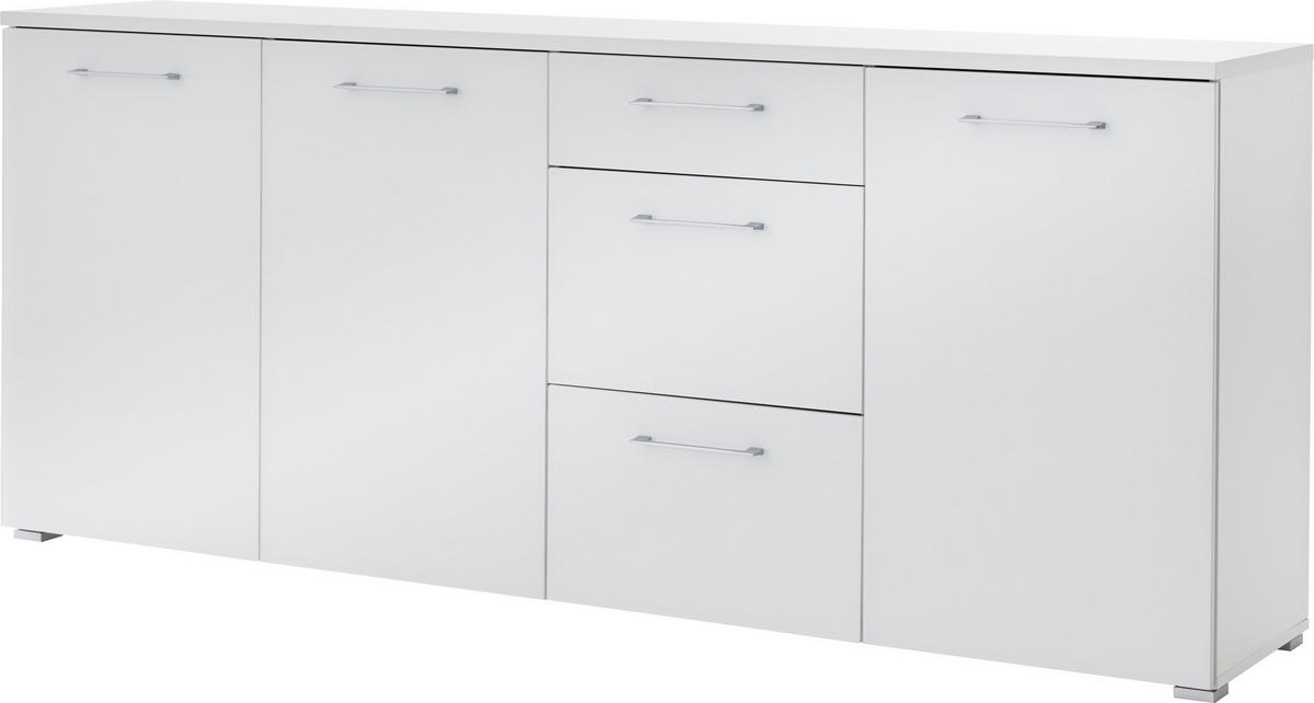SIDEBOARD  in 194/82/40 cm  - Alufarben/Schwarz, MODERN, Glas/Holzwerkstoff (194/82/40cm) - Germania