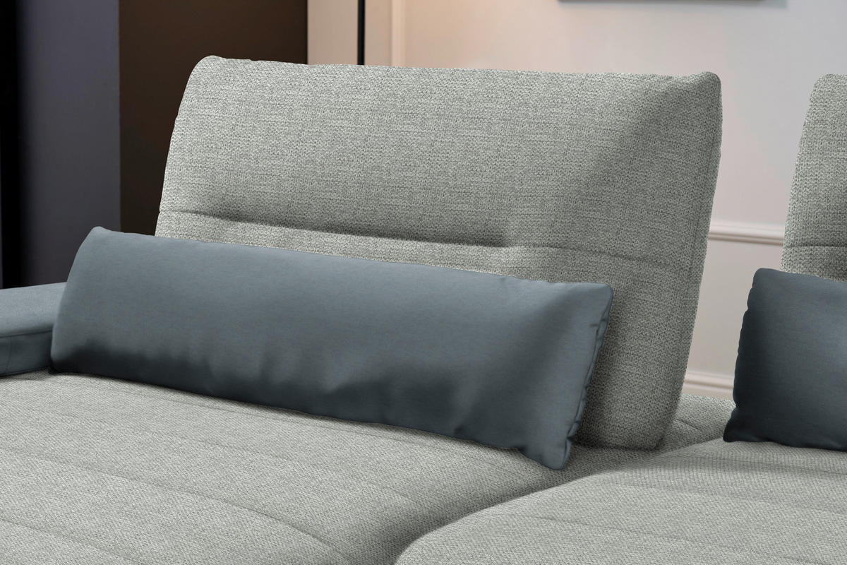 ECKSOFA in Webstoff Hellgrau  - Hellgrau/Schwarz, Konventionell, Textil/Metall (191/273cm) - Carryhome