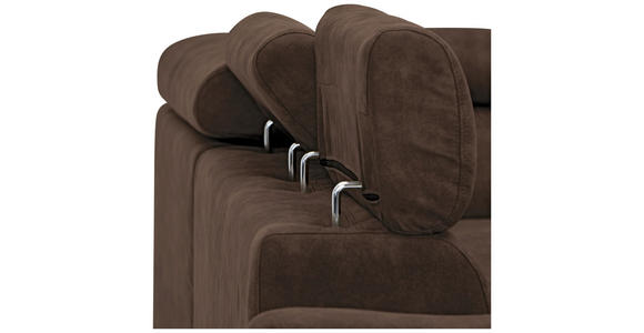 ECKSOFA Dunkelbraun Lederlook  - Dunkelbraun/Schwarz, Design, Kunststoff/Textil (263/230cm) - Hom`in