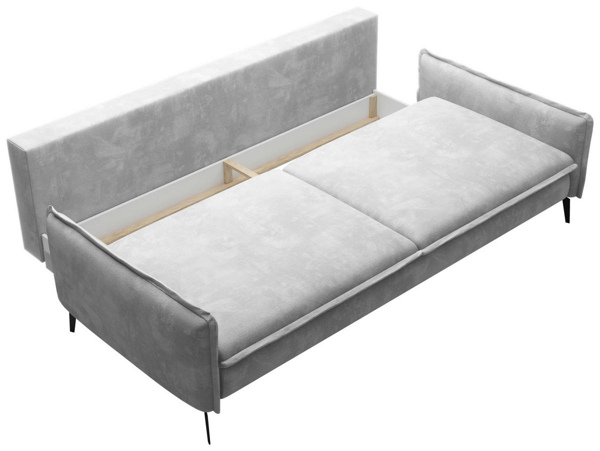 SCHLAFSOFA Chenille Grau  - Schwarz/Grau, KONVENTIONELL, Textil/Metall (223/89/107cm) - Carryhome