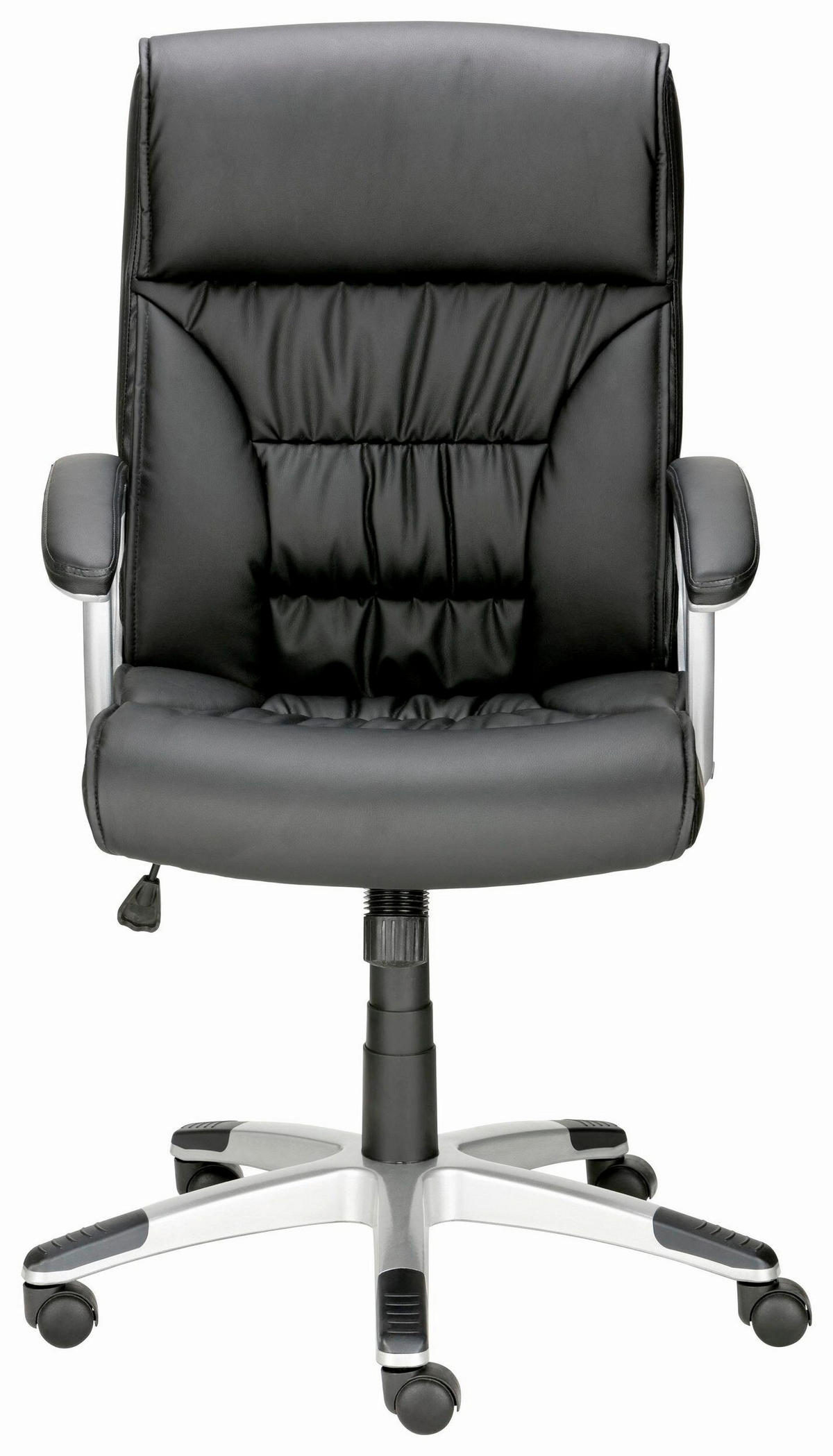 DREHSTUHL Lederlook Schwarz  - Silberfarben/Schwarz, Design, Textil/Metall (65/118/64cm) - MID.YOU